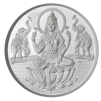 "20 Grams Lakshmi Silver Coin - SJSC002R99 - Click here to View more details about this Product